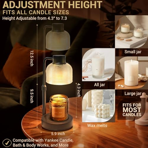 Calentador de Velas con Base de Madera y Tapa de Vidrio, Personalizable en Color, con Calefacción Eléctrica para Velas en Frascos Grandes, en Oferta - Product Image 3