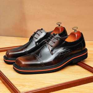 Chaussures habillées classiques de luxe en cuir véritable italien pour hommes, en cuir de vachette, pour mariage - Product Image 5
