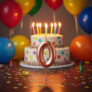 Bougies d'anniversaire Party Love numéro 0 or rose 6 cm pour décorations de gâteau - Product Image 3