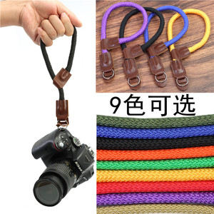 Sangle de poignet en nylon et cuir pour appareil photo reflex, 30 cm, style utilitaire professionnel, jaune, violet, bleu, noir, orange - Product Image 2