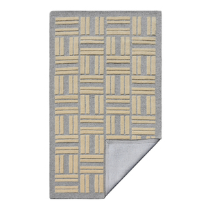 Modern Geometric Bath Rug Rectangle Gray Beige Tufted Cotton Non-Slip Rubber Backing Bathroom Use - Product Image 3