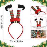 Diadema de Sombrero de Elfo para Decoración Navideña, Aro para la Cabeza con Pierna de Papá Noel, Accesorios para la Cabeza para Fiestas, para Niños y Adultos, Suministros para Fiestas Navideñas