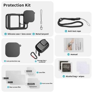 HONGDAK pour <span class=keywords><strong>GoPro</strong></span> 13/12/<span class=keywords><strong>11</strong></span>/10 <span class=keywords><strong>Protection</strong></span> d'écran en verre trempé, capuchon d'objectif, étui en silicone et sac de rangement - Product Image 6
