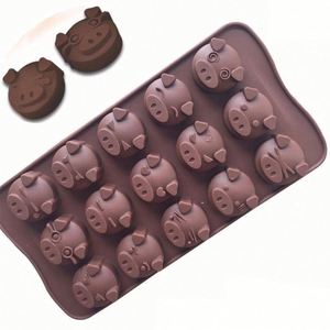 Moule en silicone pour chocolat en forme de tête de cochon, 15 cavités, avec logo personnalisé, moule en résine de silicone, bac à glaçons en silicone OEM/ODM - Product Image 2