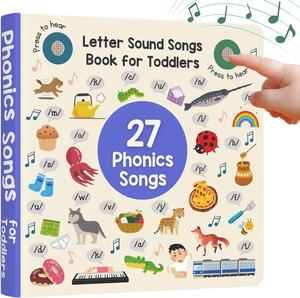 Livre de chansons phonétiques 26 lettres Chansons sonores Enfants École maternelle et maternelle Apprentissage du livre sonore - Product Image 1