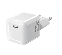 CE RoHS 25W USB-C Pengisi Daya Dinding Colokan EU Port Tunggal Mini Cube PD PPS Pengisian Cepat Adaptor Daya Logo Kustom Grosir