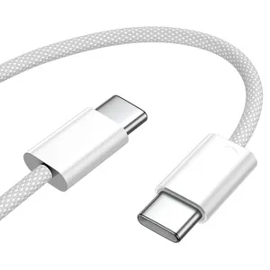 Cable de carga trenzado de nailon sincronización de datos carga rápida USB a USB C Cable USB2.0 480Mbps PD60W 3A Cable de carga rápida para iPhone 15