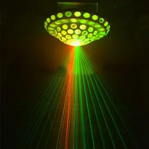 Luz de DJ LED activa con sonido de seta con efecto láser para decoración de techo KTV, luz de escenario giratoria LED de discoteca con cabeza móvil