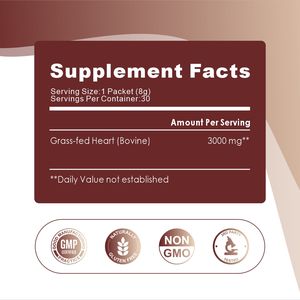 SUNI OEM Marque privée Supplément de superaliment en poudre de cœur de bœuf Sachets de poudre de cœur de bœuf - Product Image 2