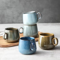 Tasse à café en céramique émaillée réactive avec logo personnalisé, idéale pour le petit-déjeuner et les boissons lactées