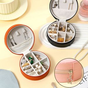 Organisateur de bijoux de voyage portable, étui rond personnalisé avec photo/logo, rangement pour boucles d'oreilles, bagues, colliers, cadeau promotionnel pour les fêtes - Product Image 2