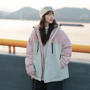 Veste coupe-vent avec doublure intérieure unisexe, vêtements de travail d'hiver pour l'extérieur, couleur unie contrastée KT3-8869 - Product Image 4