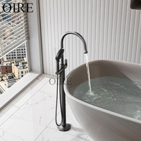 Robinet de baignoire autoportant en laiton brossé gris anthracite avec douchette à main, nouvelle arrivée Kaiping Oire