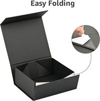 Boîte cadeau magnétique noire avec logo personnalisé 8x7x3 pouces, boîte rigide personnalisée, ensemble d'emballage de luxe avec ruban, carte de vœux, rembourrage en papier, pliable
