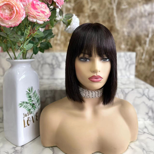 Beauty girl hair – perruques brésiliennes <span class=keywords><strong>bob</strong></span> avec frange, cheveux humains remy longs et soyeux, base en soie, 12 pouces, en stock - Product Image 3