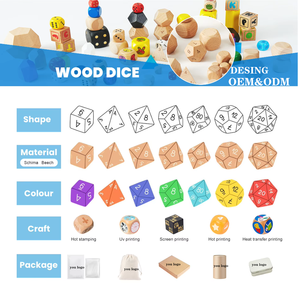 Dados poliédricos de madera de colores personalizados, cuadrados de 6 lados para entretenimiento para fiestas, familias, componentes de juego de tablero de <span class=keywords><strong>ajedrez</strong></span> Natural - Product Image 5