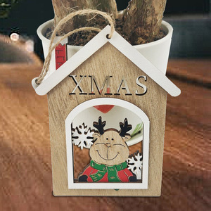 Maison de Noël créative en bois à monter soi-même, décorations transfrontalières en stock, artisanat en bois, maison du Père Noël colorée - Product Image 2