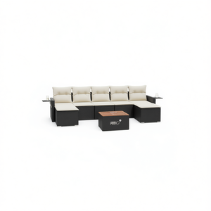 Conjunto de Sofás de Jardín en Negro y Crema, Muebles de Ratán para Exteriores con Cojines de Espuma de Alta Densidad, Diseño Contemporáneo Impermeable - Product Image 1