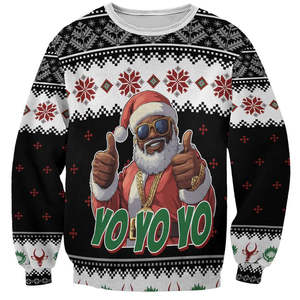 Venta al por mayor de Sudáfrica Navidad Hip-Hop tema de moda Santa estampado personalizado elemento sudafricano Sudadera con capucha cuello redondo sudadera - Product Image 1