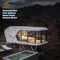 Maison capsule spatiale préfabriquée de luxe, maison modulaire en conteneur avec cuisine, pod urbain pour les stations balnéaires et le glamping