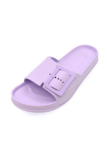 Sandali EVA infradito con fibbia singola, unisex, taglia 23, colore rosa, stile estivo piatto - Product Image 1