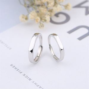 <b>Silver</b> Plated Copper Personalized Custom <b>Rings</b> Name Letters <b>Adjustable</b> Men Women Couple Broad Band Rectangle Wedding <b>Ring</b> - Product Image 2