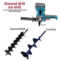 Perceuse à glace et à terre, outil électrique à batterie lithium haute puissance, perceuse à main, perceuse pistolet, mandrin à trois griffes, réversible