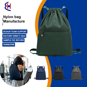 Sac à dos en nylon avec cordon de serrage, bretelles arquées, personnalisable (OEM), pour l'exportation - Product Image 1