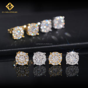ต่างหูสตั๊ดฮิปฮอปประดับเพชรสำหรับ925เงิน VVS Moissanite - Product Image 5