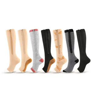 Wholesale 20-30mmhg Varicose Veins Socks Women Men Open Toe Zipper Compression Socks