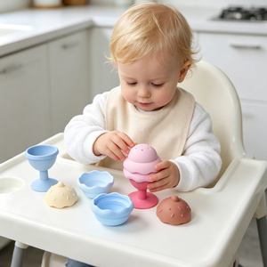 Juguetes de Baño para Niños Libres de BPA, Juguetes de Silicona con Ventosas, Juguetes Educativos de Helado para Apilar - Product Image 3