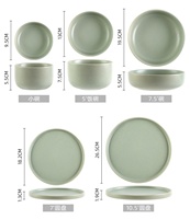 Assiette à dîner en grès personnalisée en gros, peinte à la main, couleur vert menthe