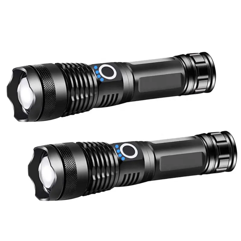 1000 Lumens Rechargeable Tactical Flashlight Water Resistant XHP50 Zoomable Super Bright Outdoor Torch Light With Power Display