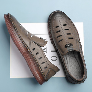 Mocassins en cuir respirant pour hommes, couleur kaki, chaussures décontractées d'été, taille adulte 866 - Product Image 3