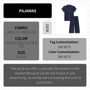 WanBao Vente en gros Ensemble de pyjamas Eberjey élégants et personnalisés à taux de rachat élevé pour femmes Vêtements de nuit Taille élastique Thermique Automne Lisse - Product Image 2