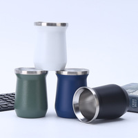 Tasse à maté argentine isotherme à double paroi en acier inoxydable de 280 ml avec paille et ensemble de plusieurs tasses en cuir