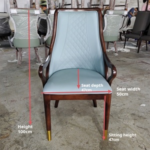 Poltrona di lusso in legno massello di fascia alta con schienale morbido <span class=keywords><strong>e</strong></span> imbottito per sala da pranzo Hotel <span class=keywords><strong>e</strong></span> ristorante - Product Image 6