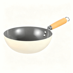Wok profond multifonctionnel antiadhésif FLEY en gros avec poignée en bois naturel, compatible avec tous les types de cuisinières à gaz et à induction - Product Image 4