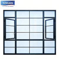 Ventana de Aluminio Estilo Retro Old Money, Ventana Abatible con Rejilla Negra, Ventana Personalizada de Piso a Techo para Sala de Estar