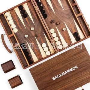 Wooden <b>Backgammon</b> <b>Board</b> Foldable Portable 19in Game Set Tabletop Strategy Game - Product Image 2