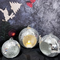 Support de bougie suspendu en verre miroir, ornement pour bougie chauffe-plat, décoration géométrique boule disco pour arbre de Noël et fête