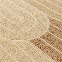 Tapis d'entrée moderne à motif festonné, tapis de salle de bain à bord ondulé irrégulier, tapis de sol minimaliste beige neutre pour la décoration intérieure
