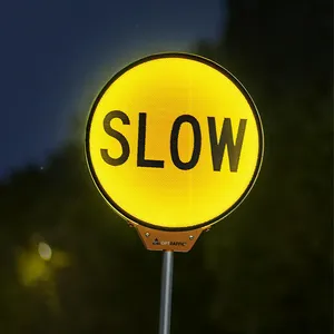 Segnale di Stop a doppio lato lampeggiante per la sicurezza del traffico palmare LED Slow Stop Paddle