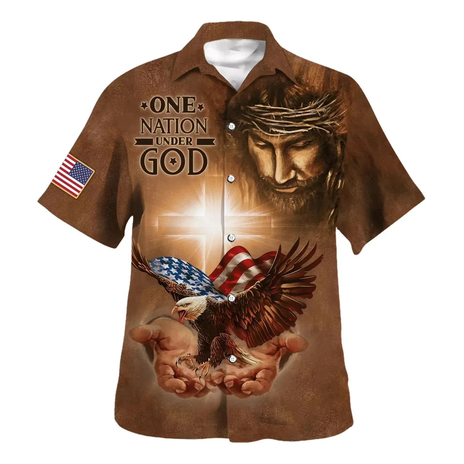 주문을 받아서 만들어진 하와이 셔츠 인쇄 예수님의 거룩한 손 플러스 사이즈 반소매 상의 기독교 셔츠 남성과 여성 도매