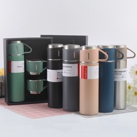 Bouteille isotherme en acier inoxydable 304 avec 3 couvercles - Ensemble cadeau d'entreprise portable et personnalisable pour usage extérieur, design moderne et minimaliste