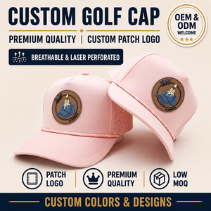 Gorra de Golf Versátil de Cinco Paneles, Sólida e Impermeable, con Emblema de Silicona Personalizado, Bajo MOQ, OEM, Perforada con Láser, Transpirable, Artículo Multideportivo - Product Image 1