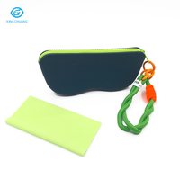 Étui à lunettes en silicone avec fermeture éclair, étui de rangement portable et étanche pour lunettes de soleil avec cordon tressé, boîte à lunettes