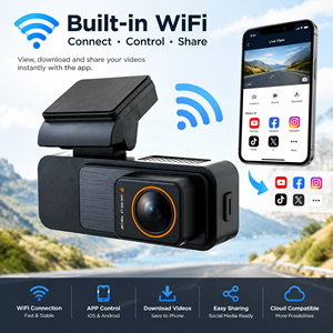 Nouvel Enregistreur Vidéo <span class=keywords><strong>de</strong></span> Voiture 4K Wi-Fi GPS, Caméra <span class=keywords><strong>de</strong></span> Tableau <span class=keywords><strong>de</strong></span> Bord Double Objectif Avant et Arrière 4K, Dashcam pour Véhicule - Product Image 4