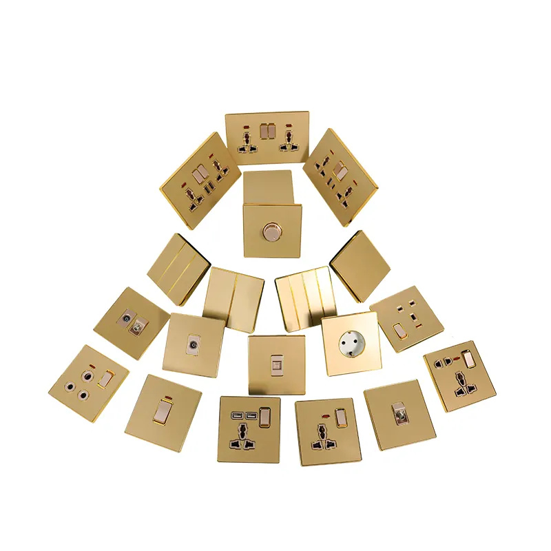 new Multifunction Universal Gold Acrylic electric USB wall switch Plugs and Sockets