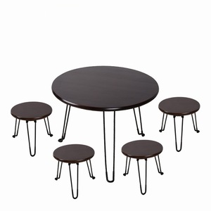 Tavolo Rotondo <span class=keywords><strong>da</strong></span> <span class=keywords><strong>Esterno</strong></span> di Alta Qualità con Gambe <span class=keywords><strong>in</strong></span> Ferro, Durevole, <span class=keywords><strong>in</strong></span> <span class=keywords><strong>Legno</strong></span> <span class=keywords><strong>Grezzo</strong></span> Color Noce - Product Image 1